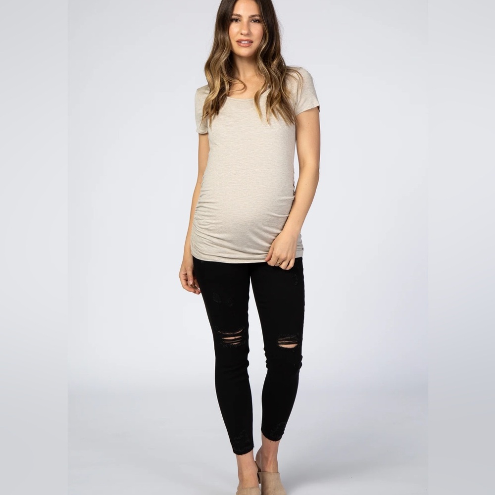 PinkBlush Black Distressed Raw Hem Maternity Jeans